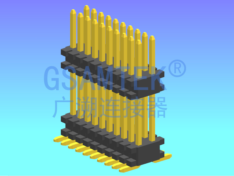 雙排雙塑SMT排針PH0.80x1.20 H1.38 W3.0