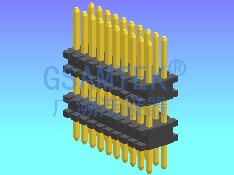 雙排雙塑180度排針PH0.80x1.20 H1.38 W3.0