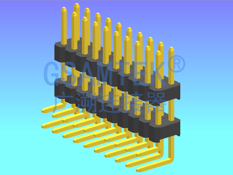 雙排雙塑90度排針PH2.54 H2.5 W5.0