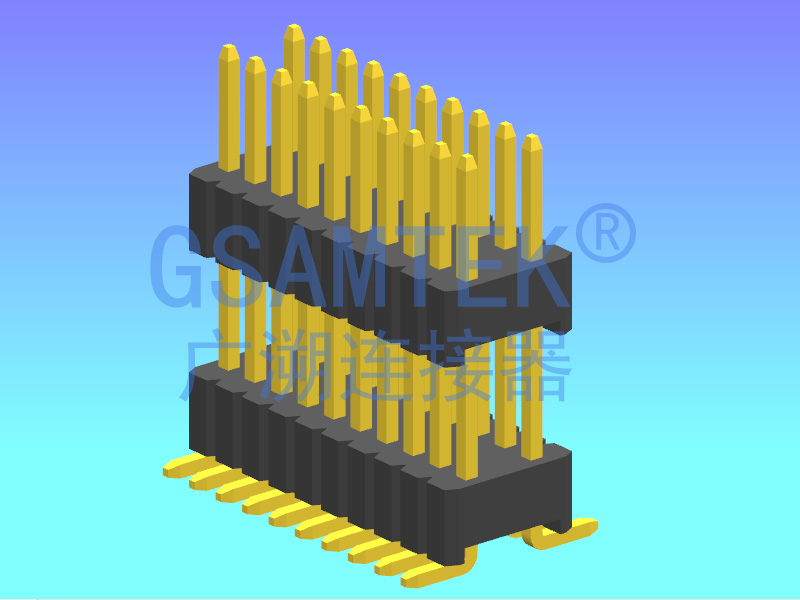 雙排雙塑SMT排針PH1.27x2.54 H2.5 W5.0