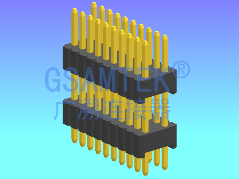 雙排雙塑180度排針PH1.27x2.54 H2.5 W5.0